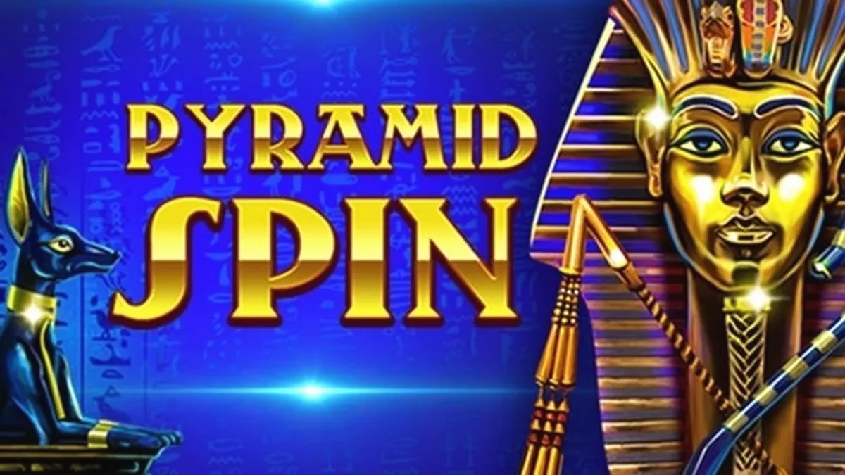 Tampilan visual mesin slot Pyramid Spin dengan latar belakang piramida kuno