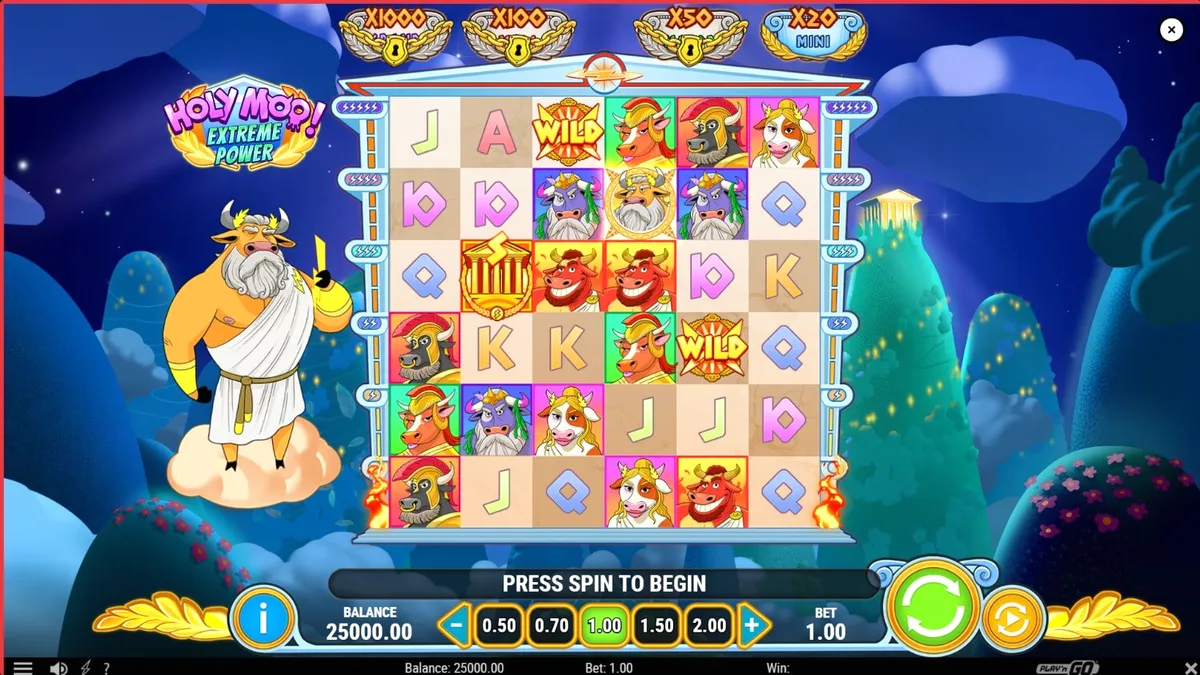 Karakter sapi Zeus dalam slot Holy Moo! Extreme Power